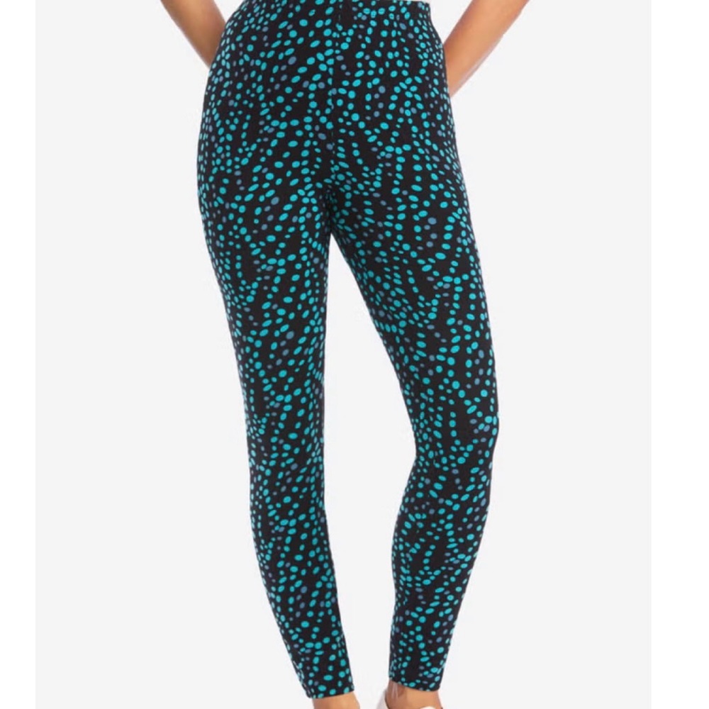 Stretch-Cotton Knit Pull-On Printed Leggings Waterfall Dots Plus Size